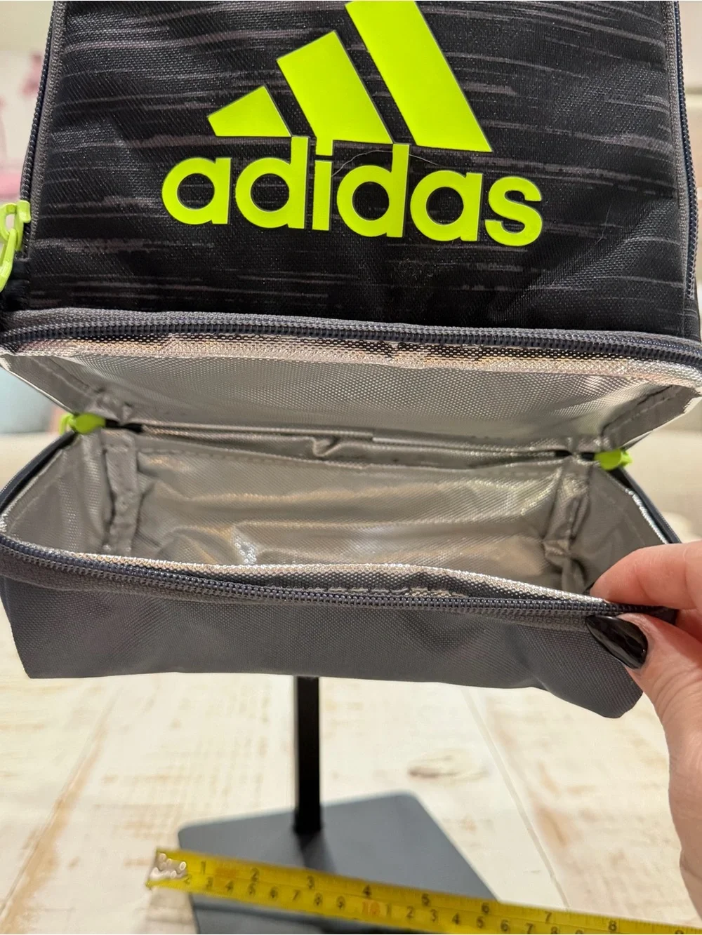 adidas Black & Neon Green Lunch Bag Lunch Box School